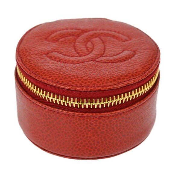 Chanel Red Calfskin Jewelry Case Pouch XX90598